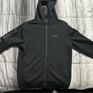 American Eagle Outfitters Black Full-Zip Performance Hoodie